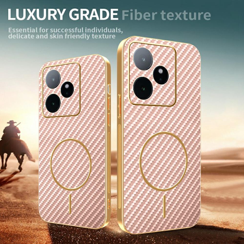 For Realme GT 7 5G Phone Case Carbon Fiber Textured Electroplated TPU Back Cover