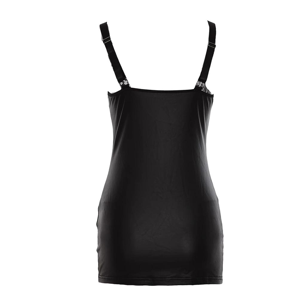 Сексуальное женское облегающее мини-клубное платье из искусственной кожи с застежкой-молнией спереди и открытой спиной