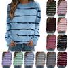 Women's Striped Printed Tops Casual Round Neck Long Sleeve Tops