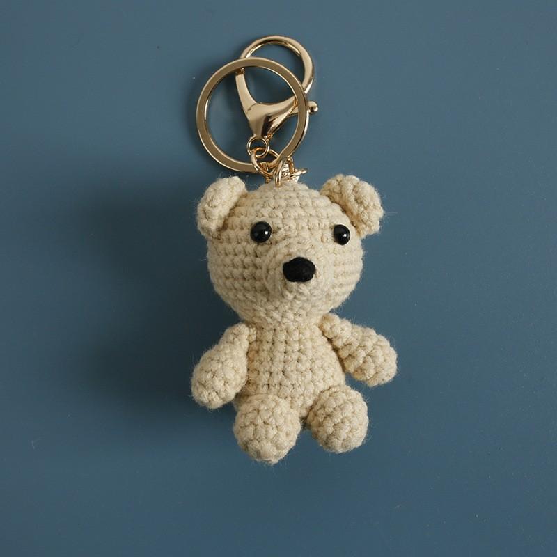 Cartoon Animal Doll Series Crochet Keychain Knitted Rabbit Keychain Cute Bear Keyring For Bag Pendant Custom Accessory