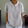 Women's New Loose Lapel Shirt Short Sleeve Cotton Top