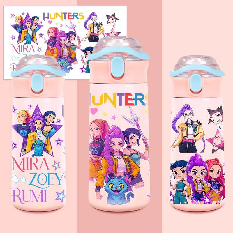 Cartoon Anime Girl Water Bottle, 3D Printed Pattern Design, Hot Ultra High Aesthetic, Lightweight & Leakproof, with Portable