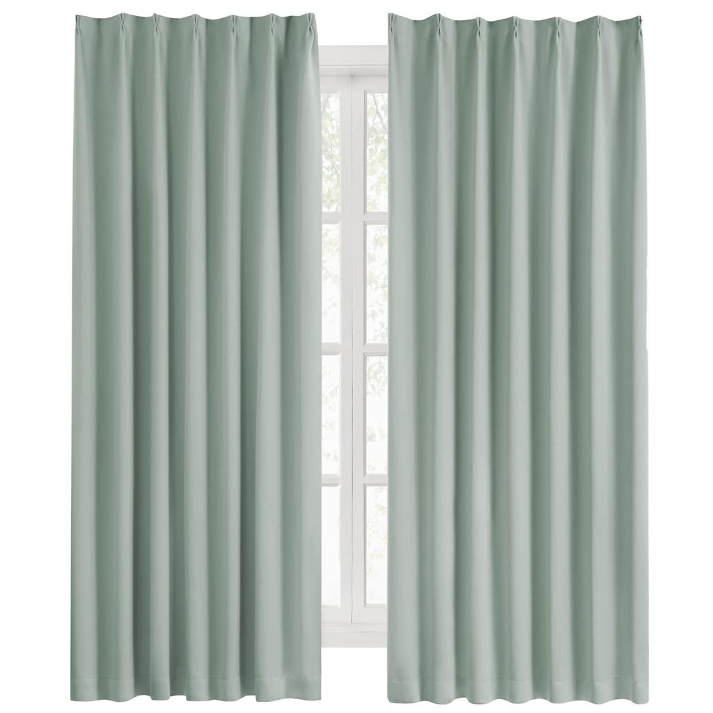 Hansleep Уровень 1 Набор из 100 см шириной x 110 см Кардамон Термо Холод Энергия Однотонный для Гостиной 100 см шириной x 110 см Шторы, Блэкаут, 2, Длинные, Зеленый,