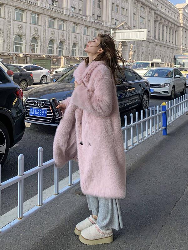 Пальто из искусственного меха свободного кроя, женская куртка из искусственного меха удлиненного кроя с воротником оверсайз для осени/зимы