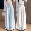 New Summer Milk Floral Suit Wide-leg Pants for Women In Summer High Waist Slimming Loose Ice Silk Floor Trousers