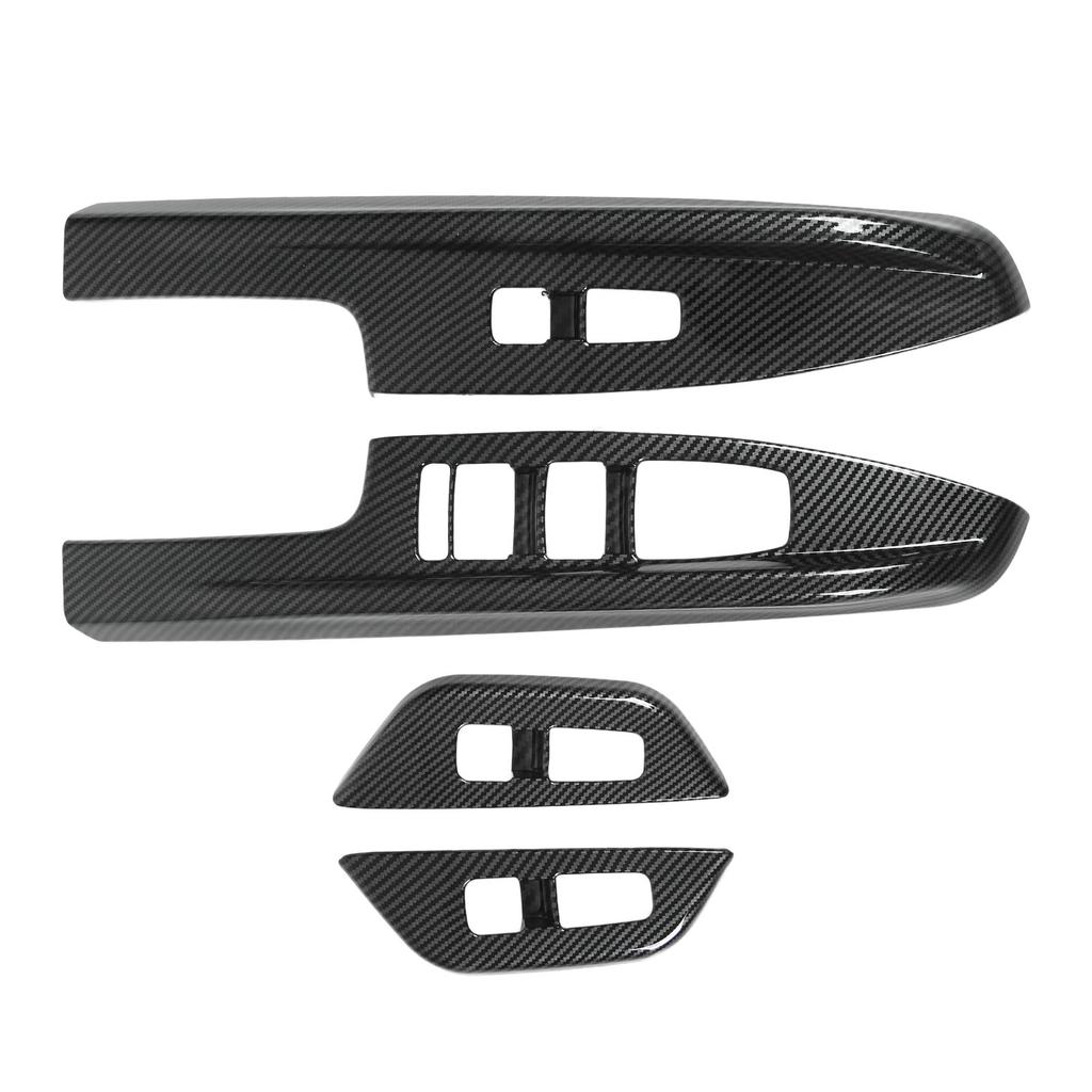 4 Pcs Door Window Control Panel Cover Carbon Fiber Style Window Lifter Decor Replacement for Kia