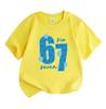 Kids Boys Girls 100% Cotton Crew Neck Short Sleeve T-Shirt, Casual Blue 67 Print Star Pattern Soft Breathable Summer Tee for Daily Wear School Holiday