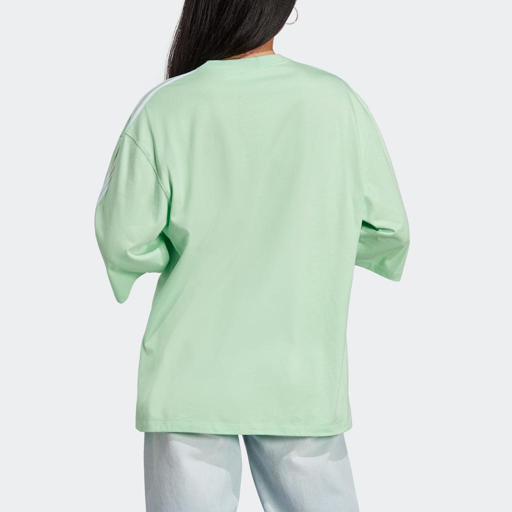 Adidas Оригинальная футболка оверсайз с принтом логотипа-буквы Женские топы Мятно-зеленый IQ3403