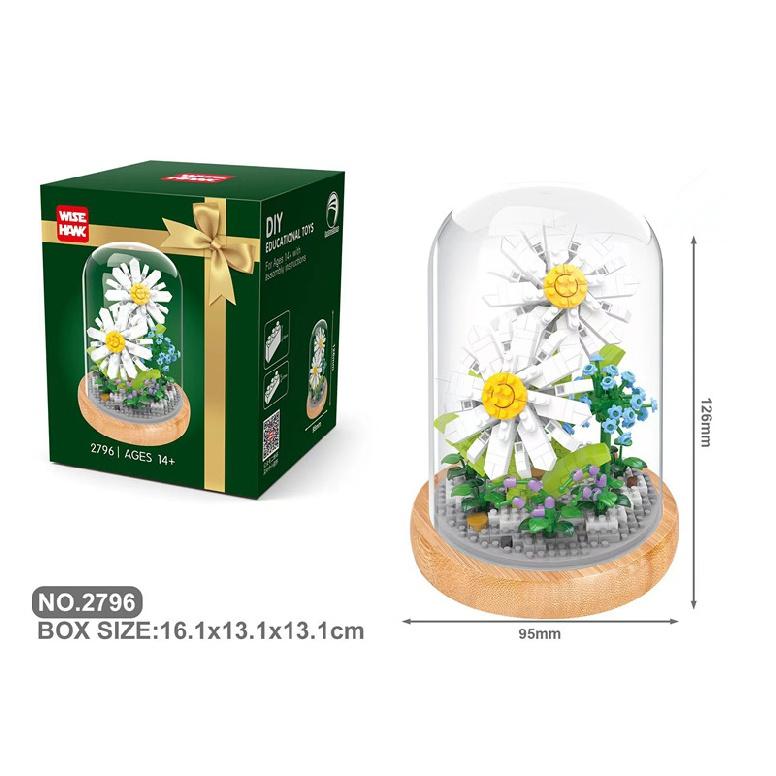 Строительные блоки, цветы, сделай сам, роза и хризантема, букет в горшке, украшение дома, 3D модель, цветочный блок, подарок для девочек, детский подарок