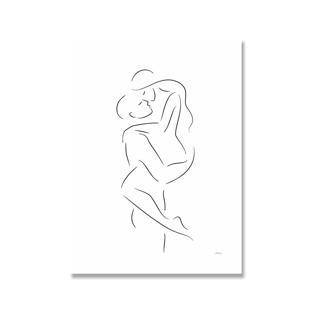 Принт пара настенное искусство холст живопись рисунок линией пара рука любовь поцелуй плакаты и принты скандинавские картины декор гостиная