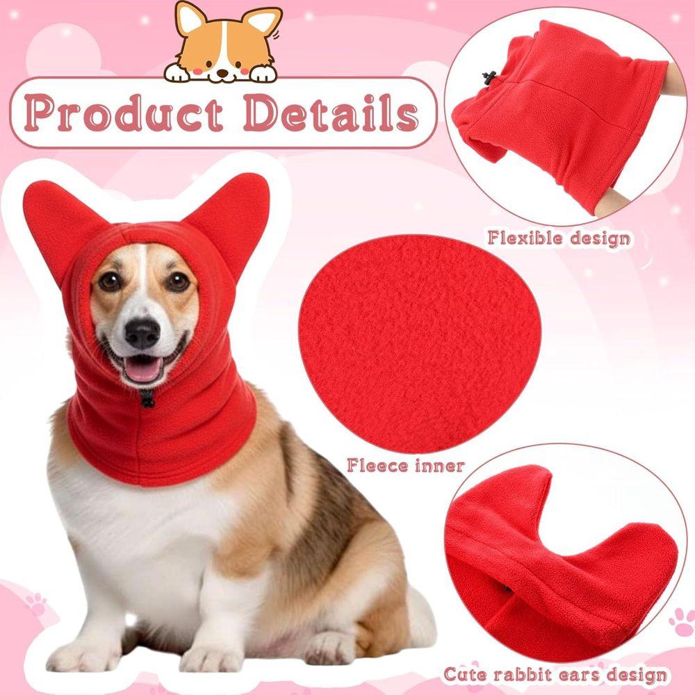 Fleece Dog Head Cover Adjustable Dog Ear Hoodie Cute Dog Warm Hat For Medium Dogs