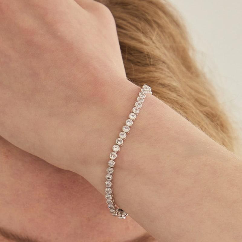 LUNNE Серебро 925 Полная закрепка Танцующий бриллиант Браслет #LSB26