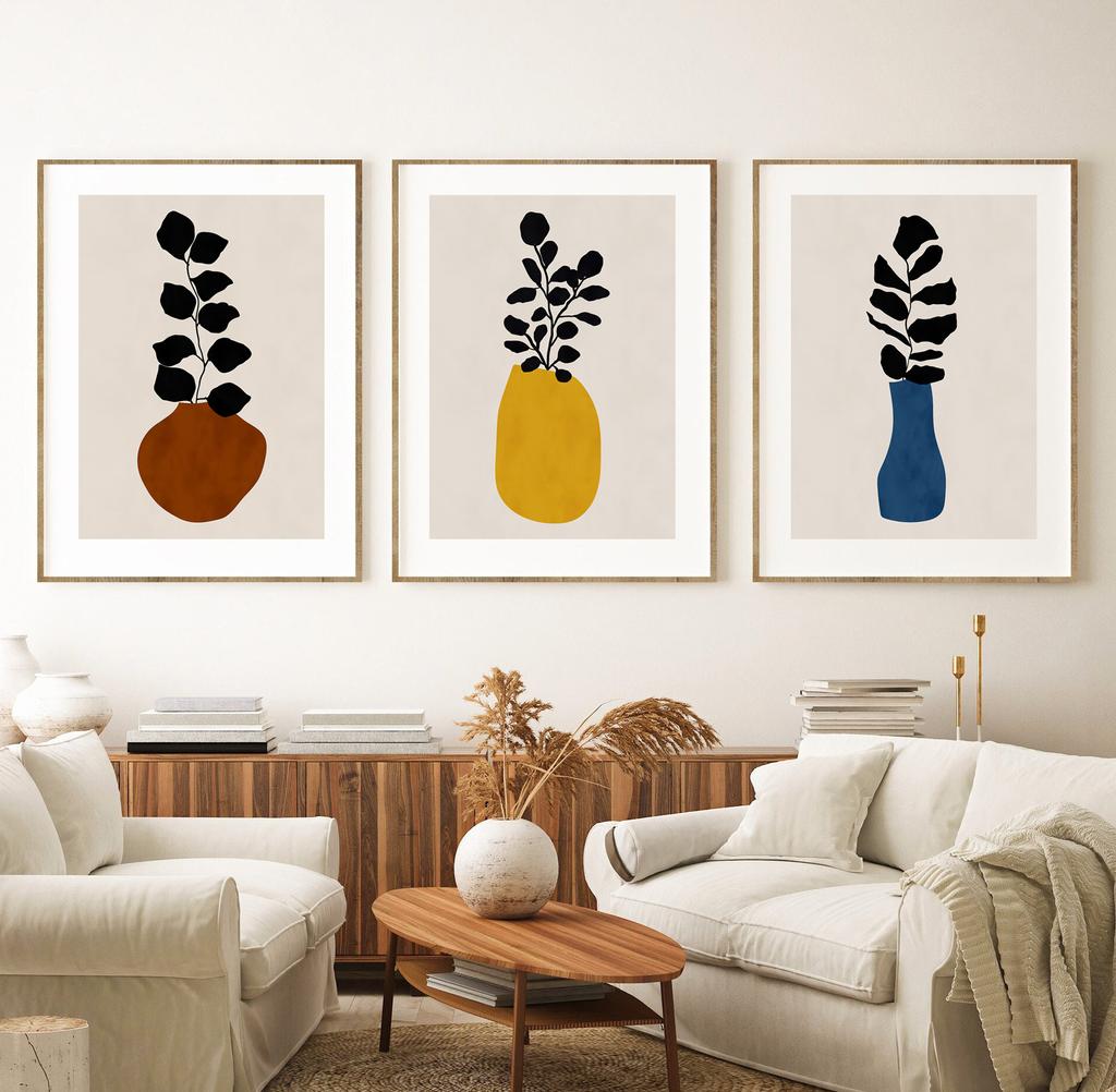 Abstract Mid-Century Modern Lines Nordic Gallery Wall Medieval Art Canvas Painting Posters Print Pictures for Living Room Decor No Frame