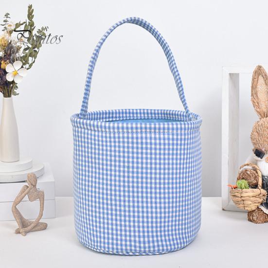 Пасхальное ведерко в клетку для детей, сумка для хранения в детской, подарочная корзина для новорожденных с ручкой для вечеринок по поиску пасхальных яиц