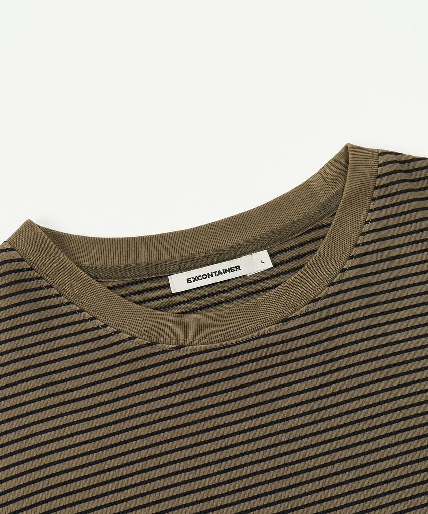 EXCONTAINER Vintage Pigment Stripe Long Sleeve (Deep Beige)