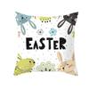 Easter Peach Velvet Cushion Cover Lake Blue Series Rabbit Egg Print Cushion Cover