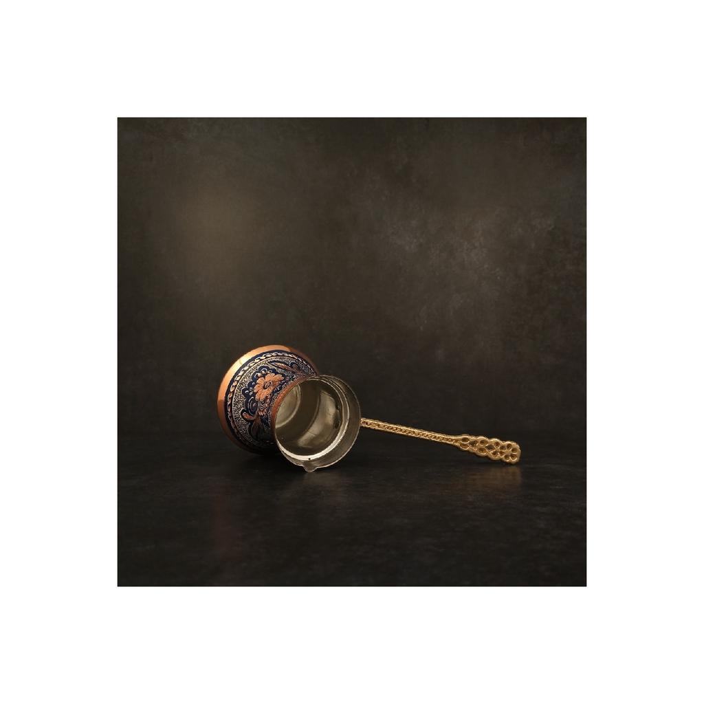 Вышитый вручную луженый толстый медный кофейник ручной работы