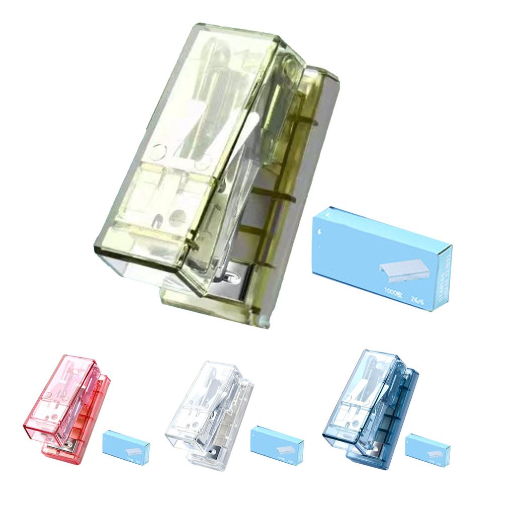 Мини-степлер, симпатичный, портативный, полупрозрачный, стальной, экономит усилия, офисный настольный степлер для