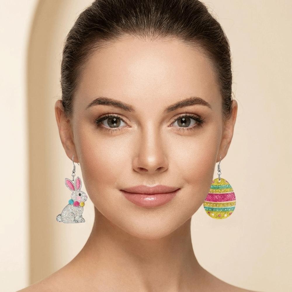 Acrylic Bunny Pendant Earrings Flower Easter Egg Dangle Earrings Easter Egg Earrings Gifts