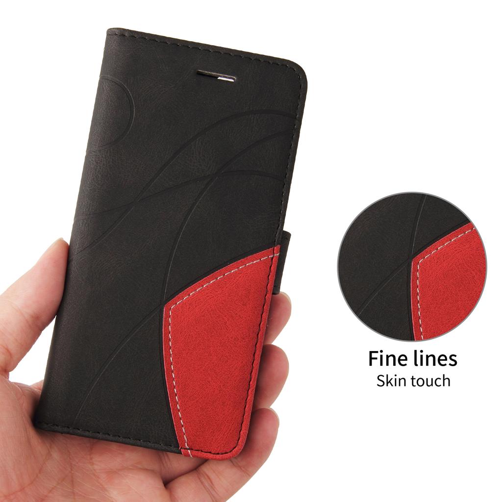 For Xiaomi Poco M6 Pro 4G/Xiaomi Redmi Note 13 Pro 4G/Xiaomi Redmi Note 14S 4G Leather Phone Case Stand Wallet with Bi-colour Splicing Design