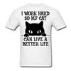 I Work Hard So My Cat Shirt Cat Lovers T-Shirt Size S-6XL