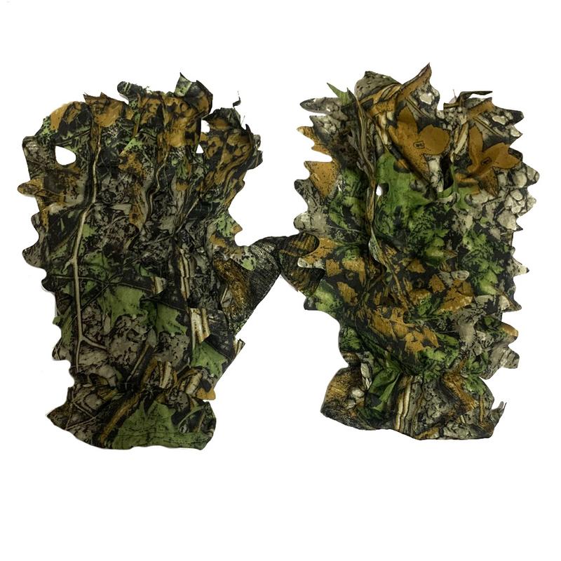 3D Camouflage Leaf Hunting Gloves Sneaky Comfortable Non-slip Durable 3D Gloves For Hunting Shooting Photography Leaf Gloves