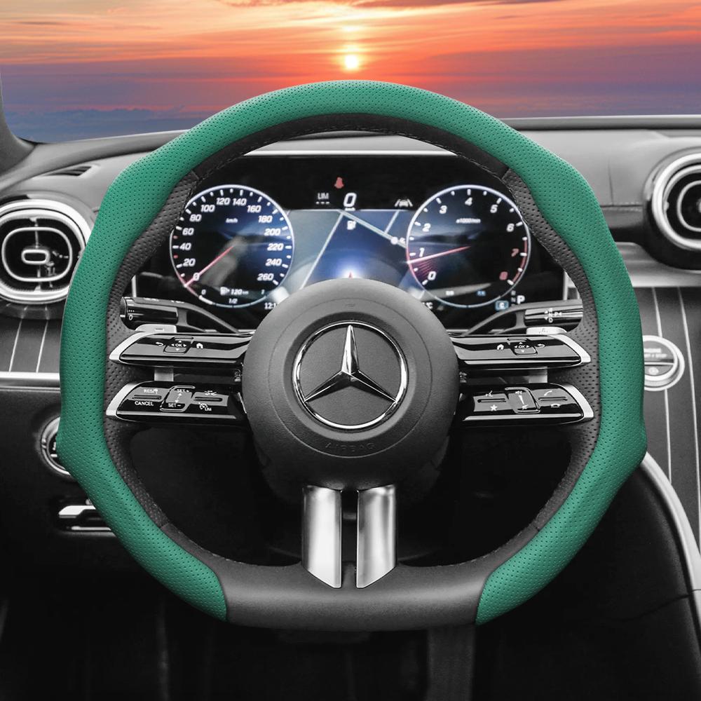 Подходит для Mercedes-Benz, Чехол на руль из перфорированной кожи, Нескользящий, Впитывающий пот, Дышащий, Интегрированный защитный чехол V g S a E C Cla