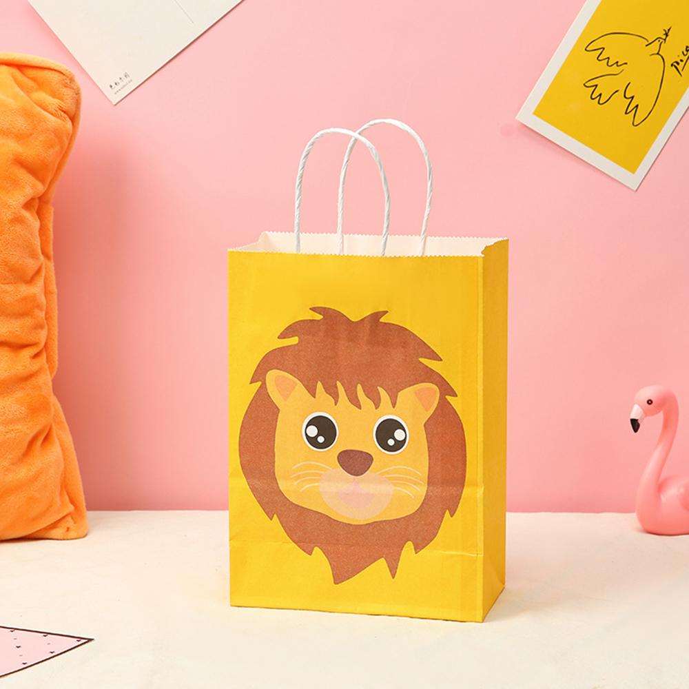 6 шт. бумажный пакет с изображением животных джунглей, мультяшный лев, тигр, зебра, подарочный пакет для украшения вечеринки в джунглях, детские подарочные пакеты для упаковки печенья