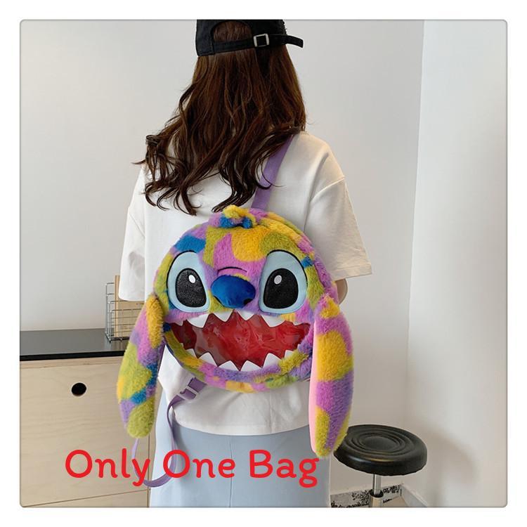 Soft Girls Cartoon Plush Backpack With Zipper Closure For Travel Casual