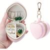 1pc Mini Jewelry Box, Heart-Shaped Jewelry Organizer with Keychain, Zipper Closure, Portable Jewelry Box, Jewelry Boxes