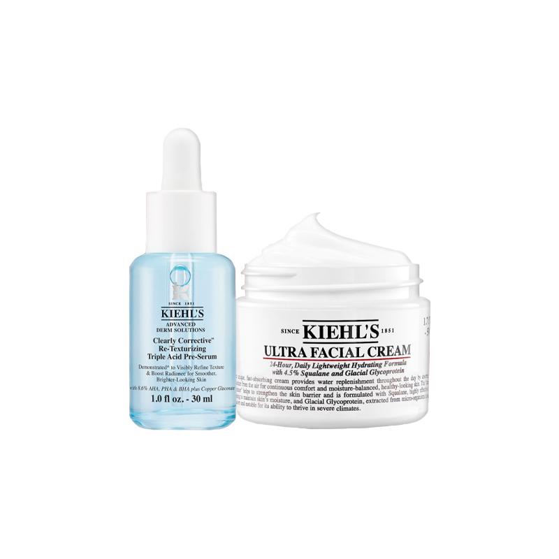 Kiehl's Ежедневный тройной кислотный пилинг Clearly Corrective™ для обновления текстуры кожи и Ультра-крем для лица