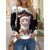 Новая женская футболка с 3D-принтом, рождественским принтом, длинным рукавом, забавным круглым вырезом, стандартным кроем, тонкая толстовка на весну/осень