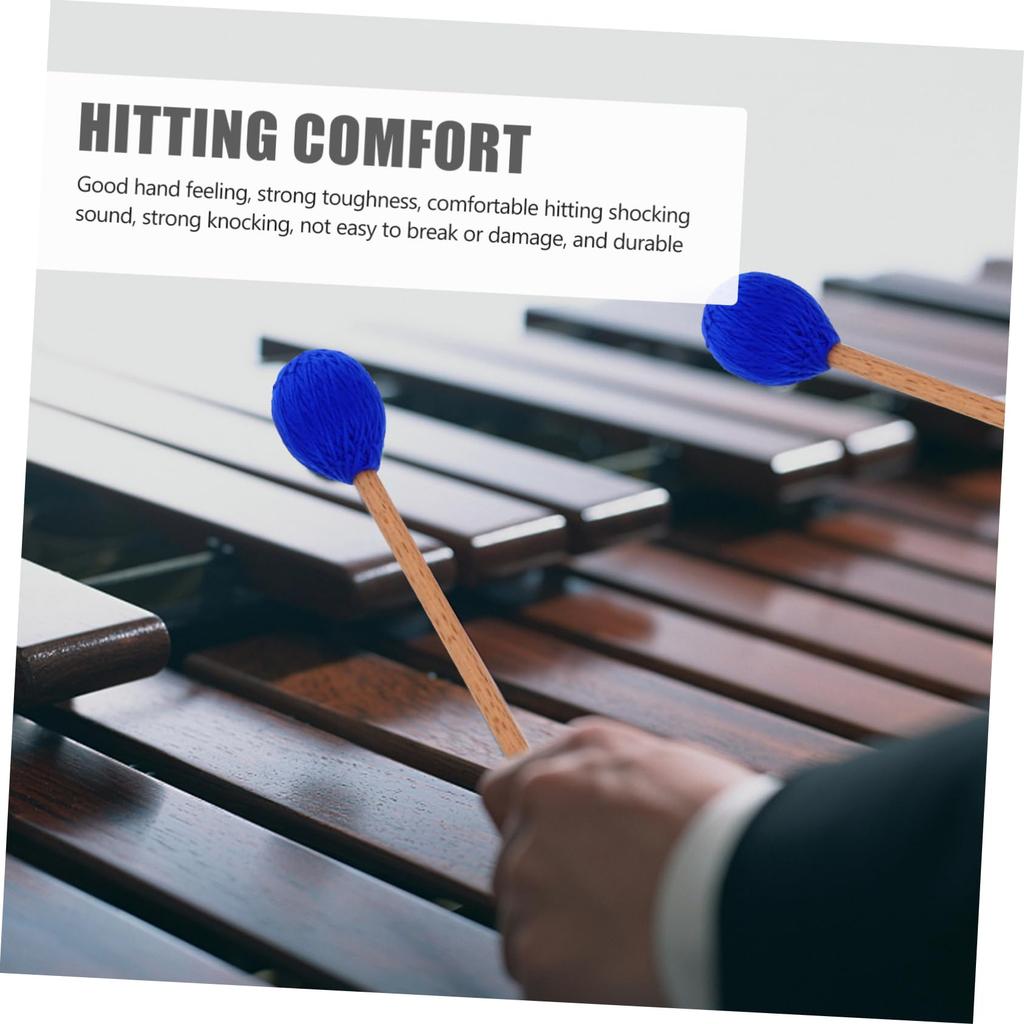 TENDYCOCO 1 Pair of Marimba Mallets with Soft Handles, Wool Mallets