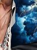 Men'S Round Neck 3D Storm Clouds And Lightning Print T-Shirt - Casual Summer Outdoor Wear, Breathable Fitness Top for Running, Gym, And Everyday