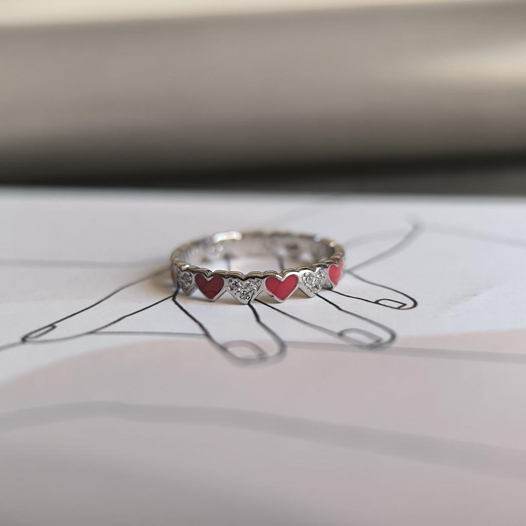 Серебряное кольцо с емаллю, фианитами, вес изделия 1,63 гр (60002262)