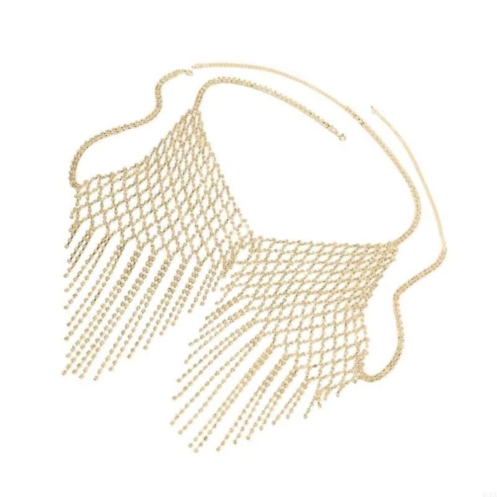 Блестящая цепочка-кисточка для бюстгальтера для кроп-топа, роскошная сетчатая цепочка для тела, ювелирное изделие, хрустальное нижнее белье, женская