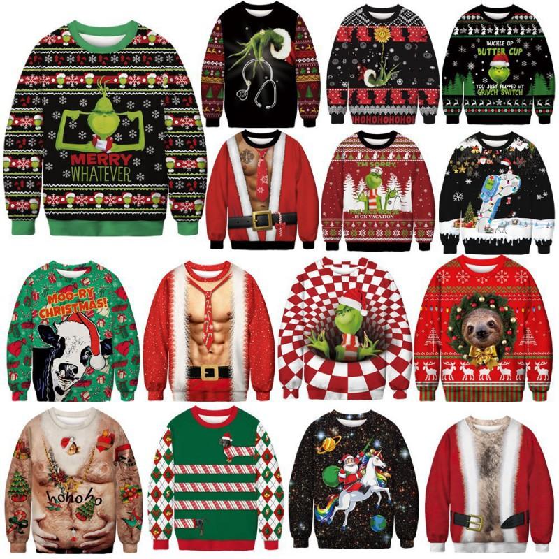 Grinch Christmas Cartoon Hoodie Unisex Long Sleeve Crewneck Sweatshirt Teens Casual Print Top