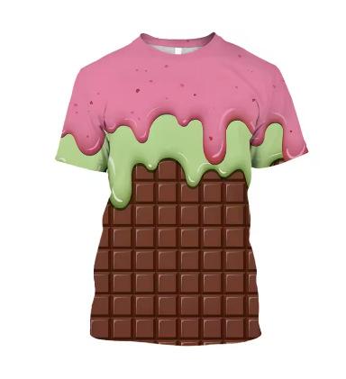 Ice Cream Fashion 3D Printed Men's T-Shirt Summer Quick Dry Breathable Comfortable Outdoor Exercise Daily