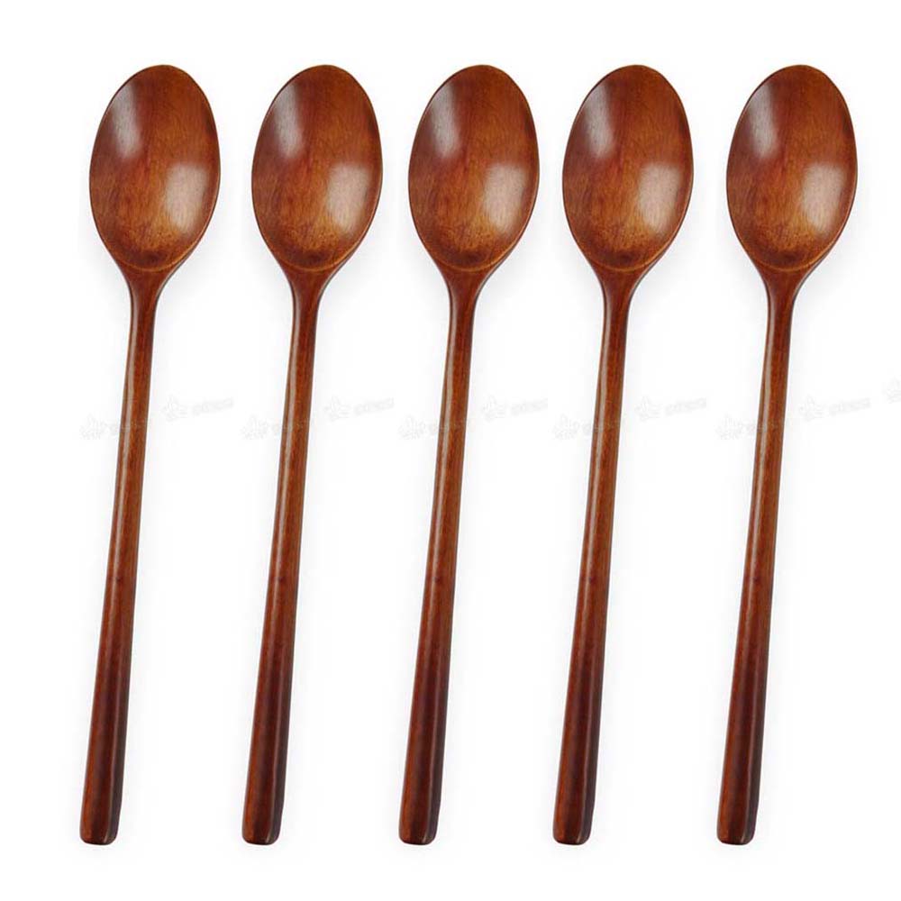 Long Handle Flatware Mixing Ellipse Wooden Spoons Soup Spoons Kitchen Utensil Cooking Supplies
