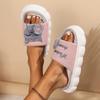 Cute Cartoon Cat Home Slippers for Women In All Four Seasons, Thick Soled Spring and Autumn Cotton Slippers for Indoor Use