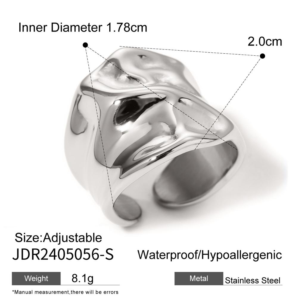 Youthway Персонализированное кольцо с неровной кованой текстурой, широким отверстием, из нержавеющей стали, не тускнеющее, очаровательное, для вечеринки, женское