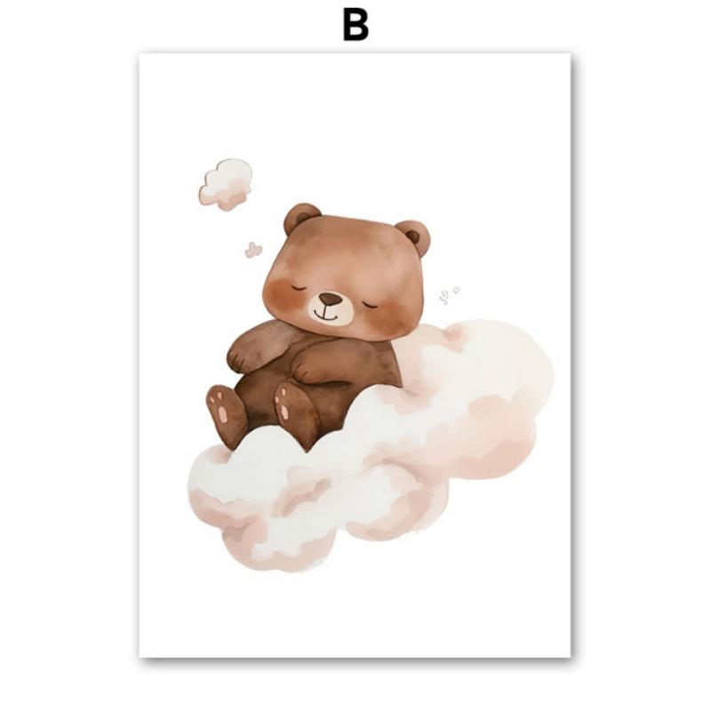 Милый Лис Олень Сова Кролик Медведь Облако Спящий Настенное Искусство Холст Живопись Скандинавские Постеры Принты Картинки Декор Комнаты Мальчика