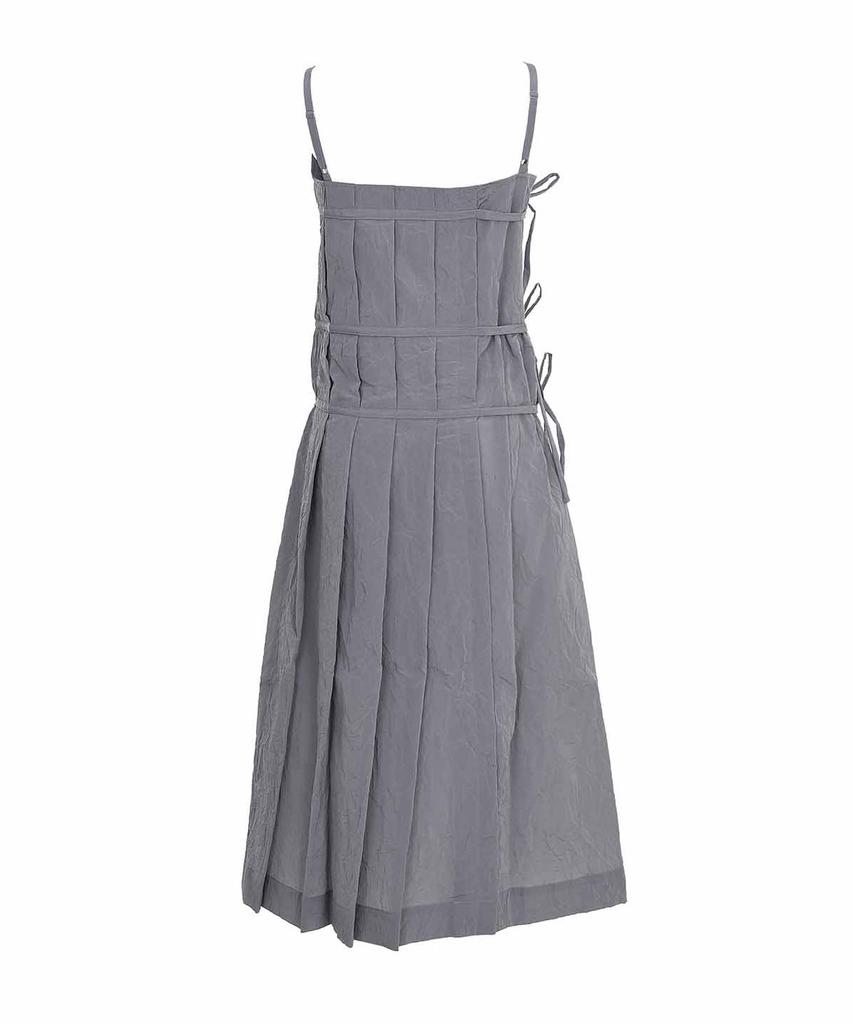 BMUETTE Pleated Wrap Detail Long Dress Grey