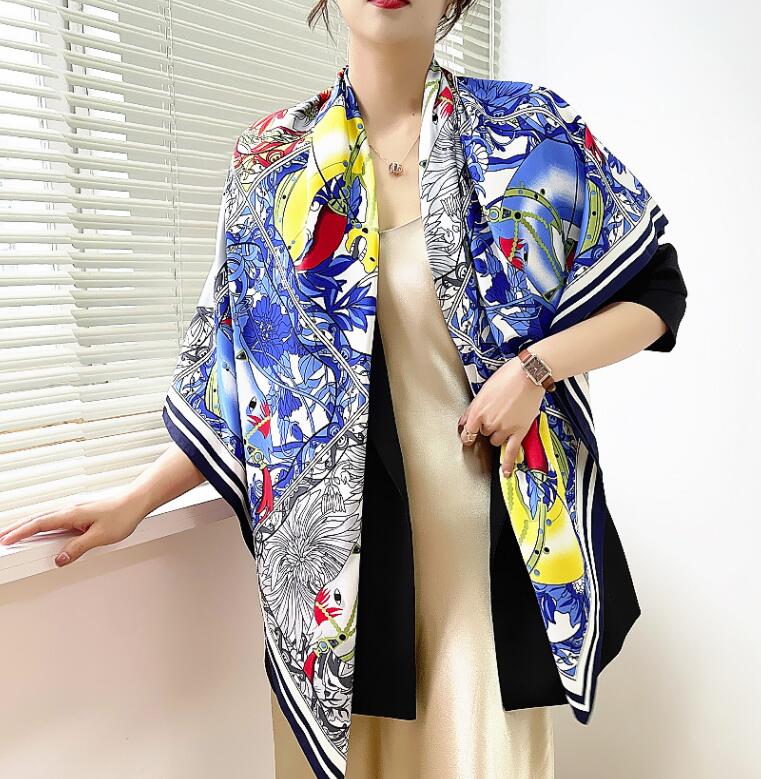 130cm War Horse Ladies Decoration Big Square Scarf Twill Silk Scarf Women Kerchief Scarves For Ladies Fashion Shawl Echarpe