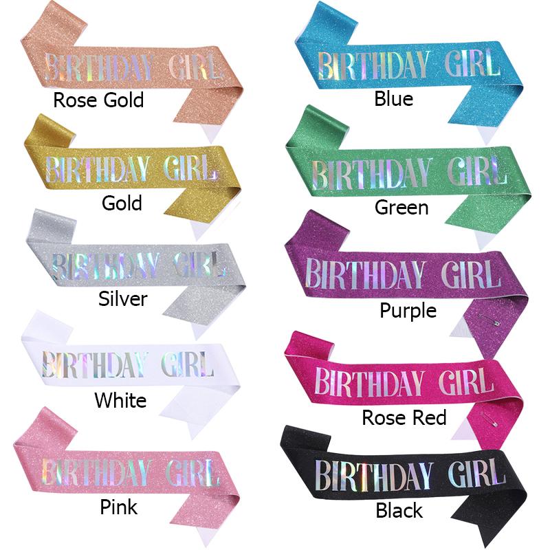 Пояс для именинницы, пояс для дня рождения для женщин, блестящий пояс с разноцветной фольгой, сувениры для вечеринок на 16-летие, 18, 21, 30 или любую вечеринку в честь Дня Рождения