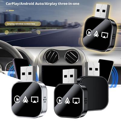 Беспроводной адаптер CarPlay 3-в-1 для iPhone, Преобразование проводного в беспроводной, Мини-размер, Mirror Link, Android Auto, Подключение, Автомобильный AI-бокс
