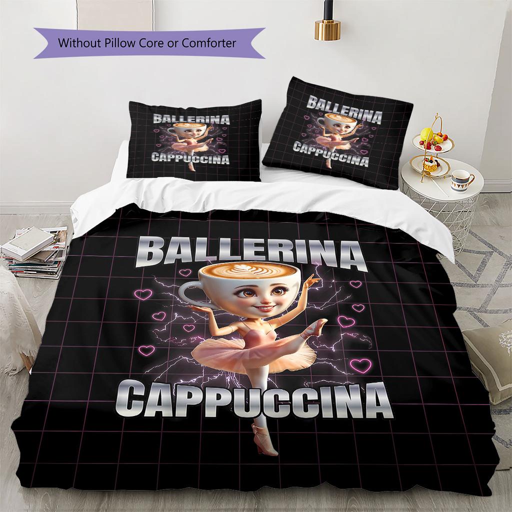 Ballerina Pattern Bedding,Quilt Set Quilt Cover Pillowcase Home Birthday Gift(1 * duvet cover + 2 * pillowcase, without core)