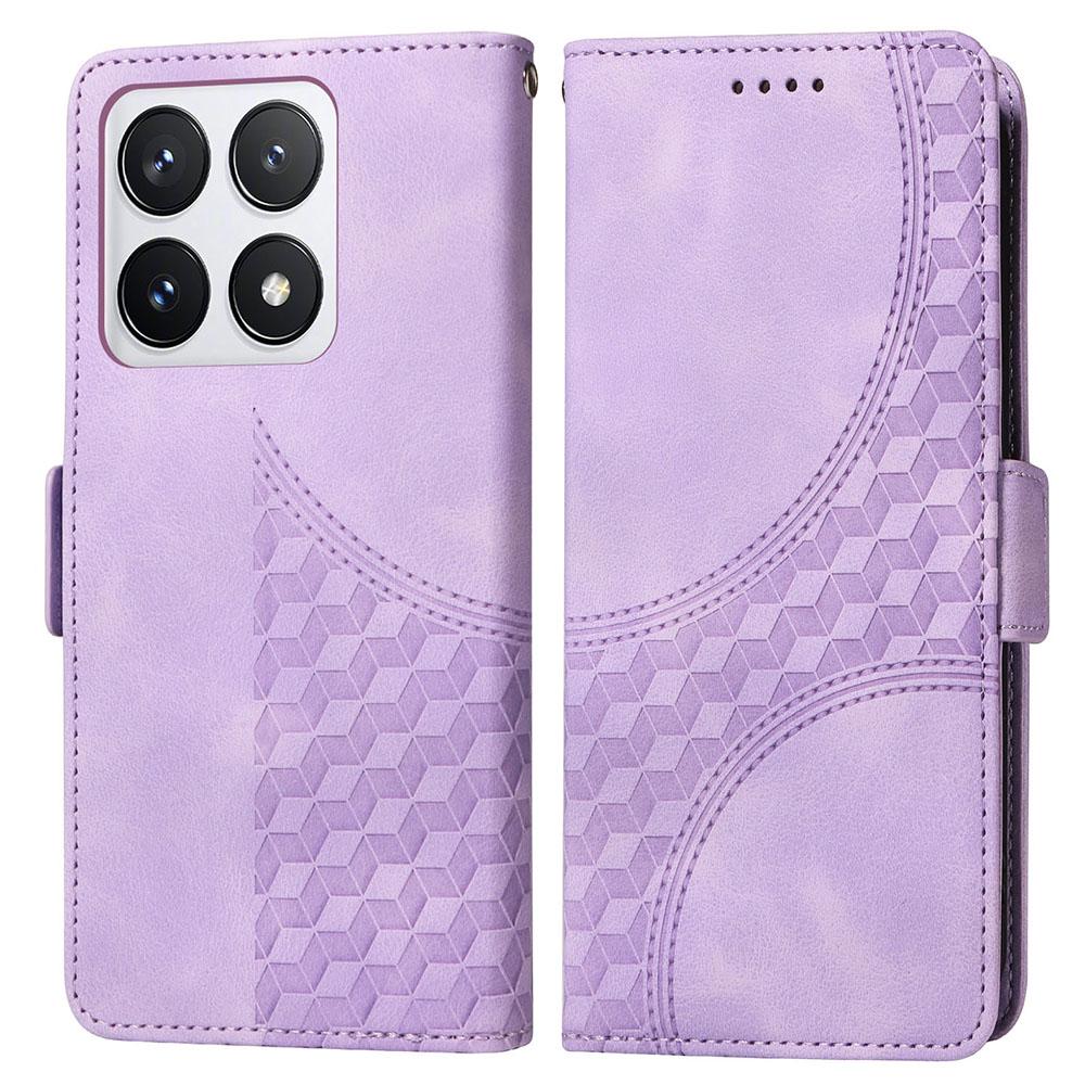 Чехол для Xiaomi 14T Pro из ПУ кожи с ромбовидным звездным тиснением