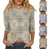 3/4 Sleeve Shirts For Women Print Graphic Tees Blouses Casual Basic Tops Pullover