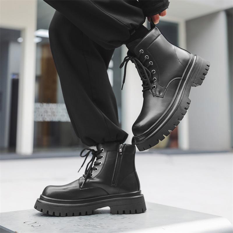 Ботинки мартин мужские низкие ретро с большой головой в британском стиле высокие на толстой подошве увеличивающие рост рабочие ботинки локомотивные короткие ботинки 2846-J